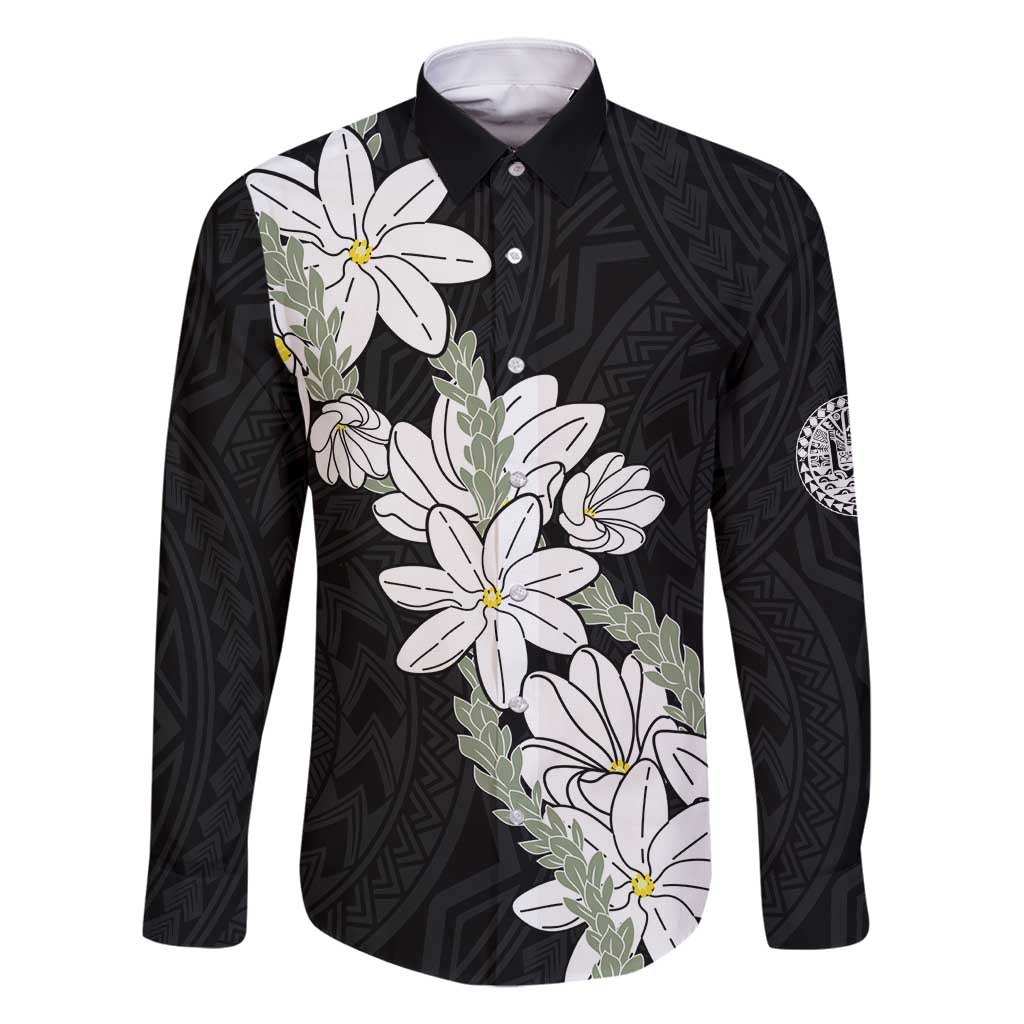 Ia Orana Tahiti Tiare Family Matching Mermaid Dress and Hawaiian Shirt Black Lei - Polynesian Pride