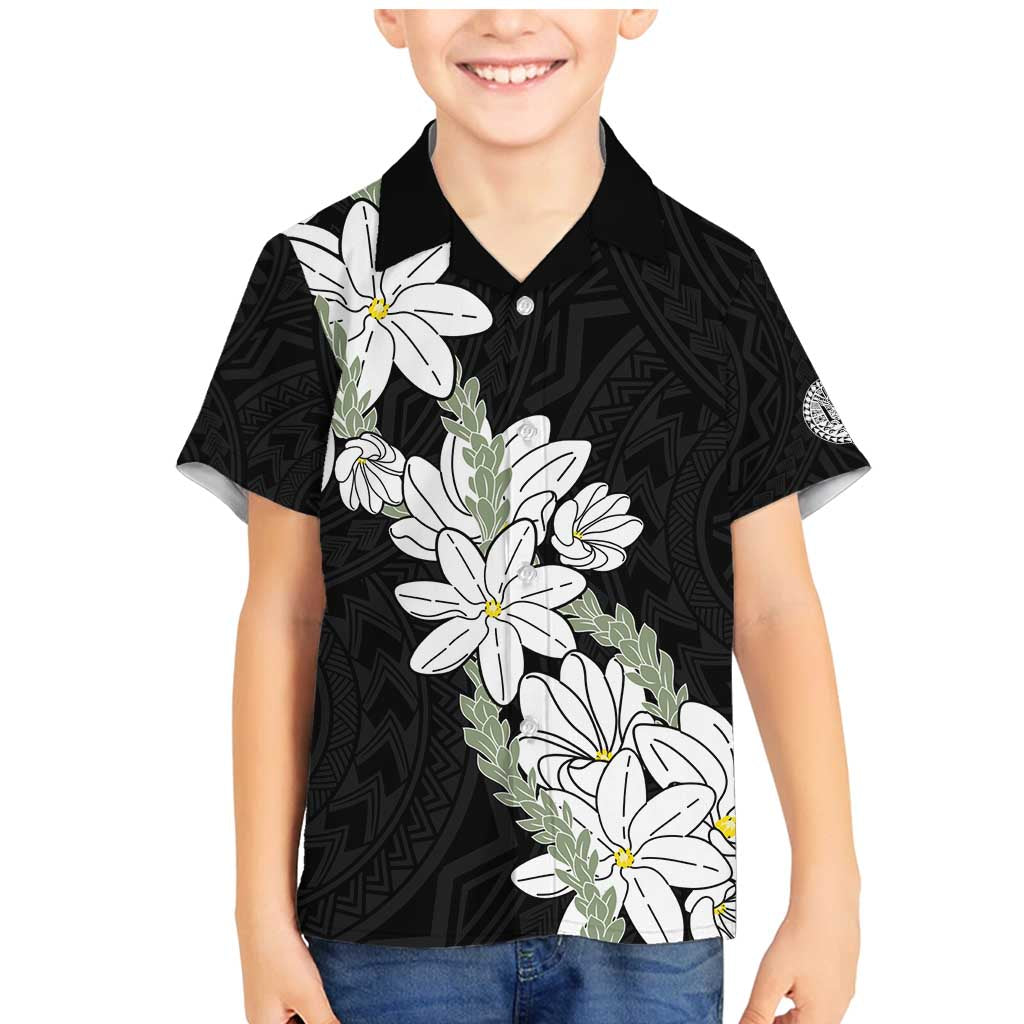 Ia Orana Tahiti Tiare Family Matching Mermaid Dress and Hawaiian Shirt Black Lei - Polynesian Pride