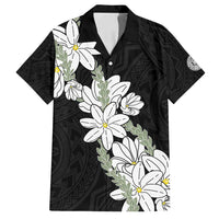 Ia Orana Tahiti Tiare Family Matching Off Shoulder Short Dress and Hawaiian Shirt Black Lei - Polynesian Pride