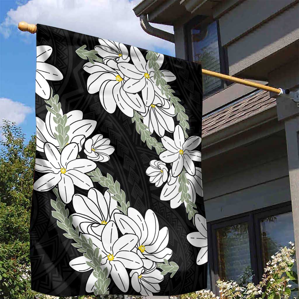 Ia Orana Tahiti Tiare Garden Flag Black Lei - Polynesian Pride