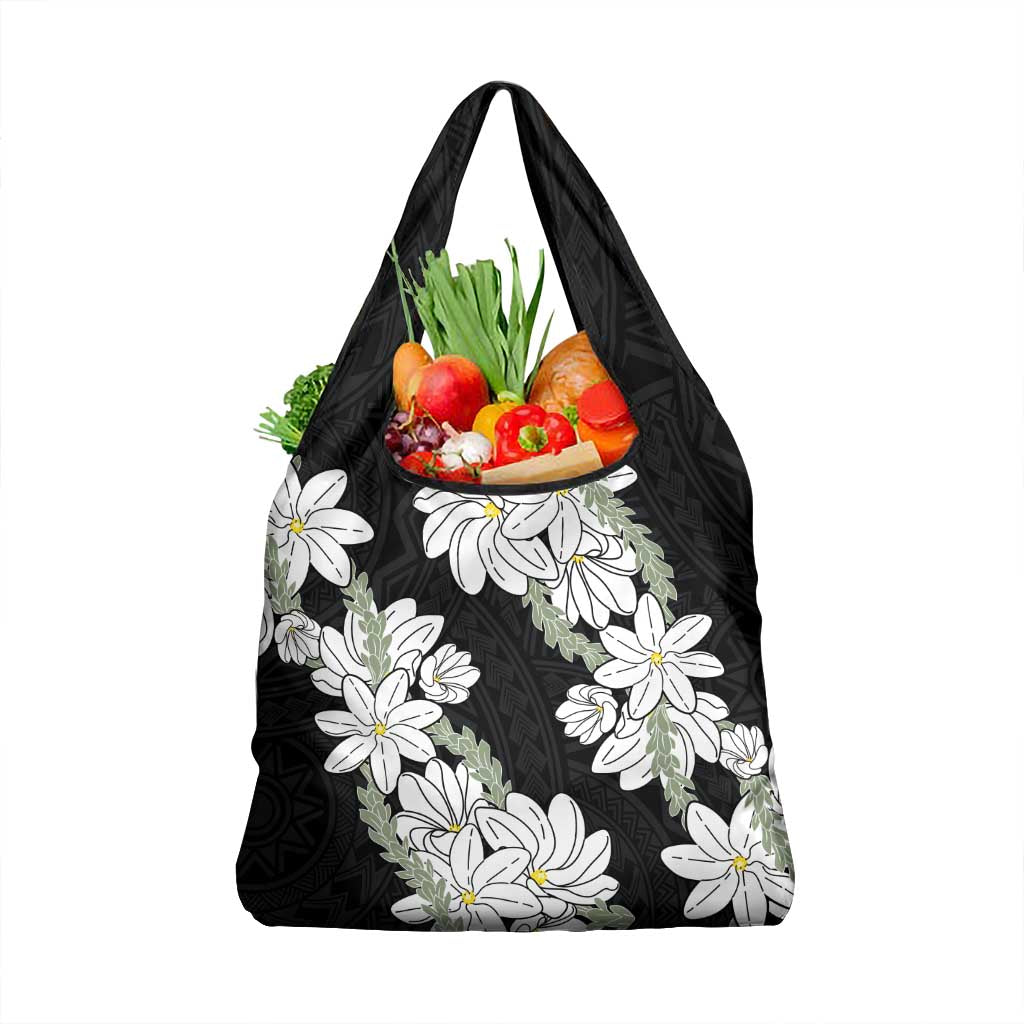 Ia Orana Tahiti Tiare Grocery Bag Black Lei LT7 1-pack One Size Black - Polynesian Pride