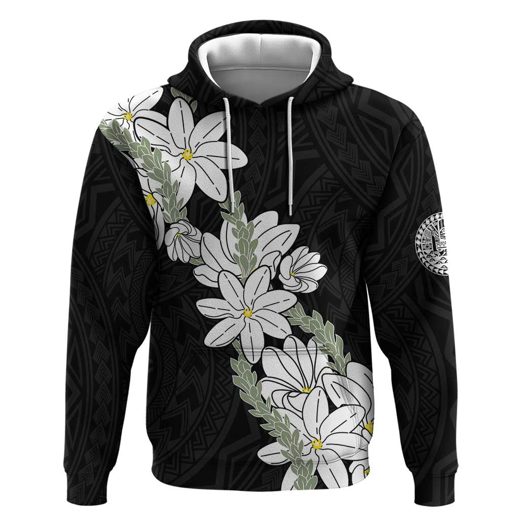 Ia Orana Tahiti Tiare Hoodie Black Lei - Polynesian Pride
