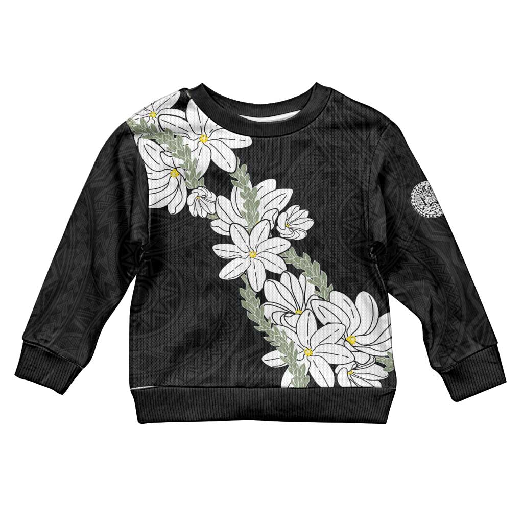 Ia Orana Tahiti Tiare Kid Ugly Christmas Sweater Black Lei - Polynesian Pride
