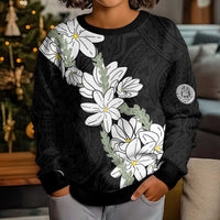 Ia Orana Tahiti Tiare Kid Ugly Christmas Sweater Black Lei - Polynesian Pride