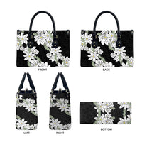 Ia Orana Tahiti Tiare Leather Bag Black Lei - Polynesian Pride