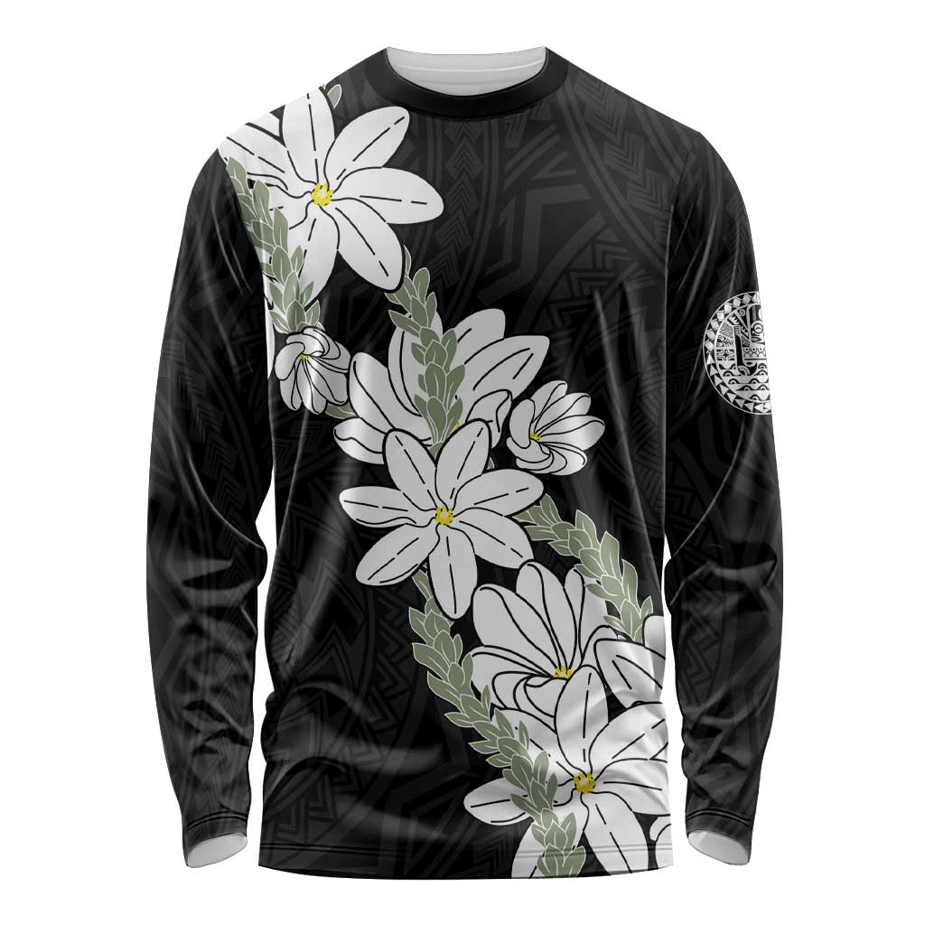 Ia Orana Tahiti Tiare Long Sleeve Shirt Black Lei LT7 Unisex Black - Polynesian Pride