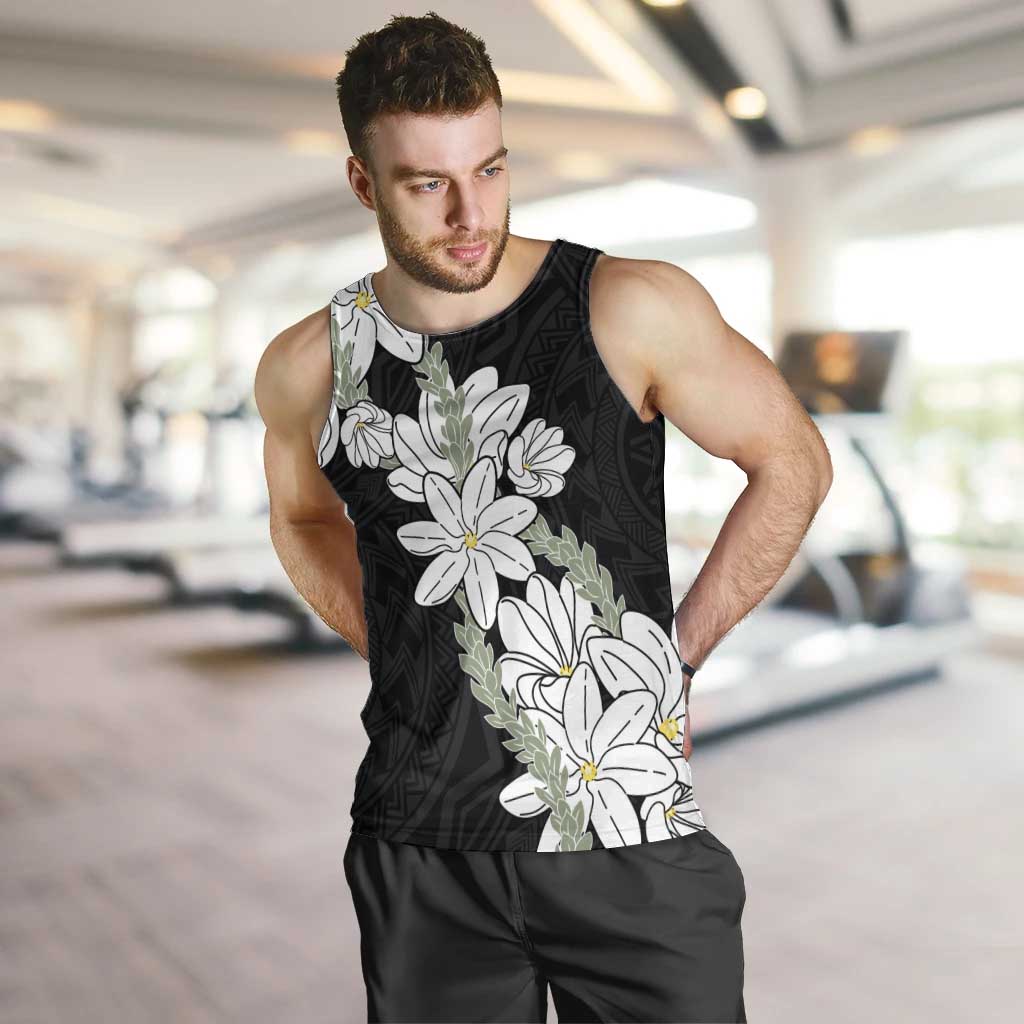 Ia Orana Tahiti Tiare Men Tank Top Black Lei - Polynesian Pride