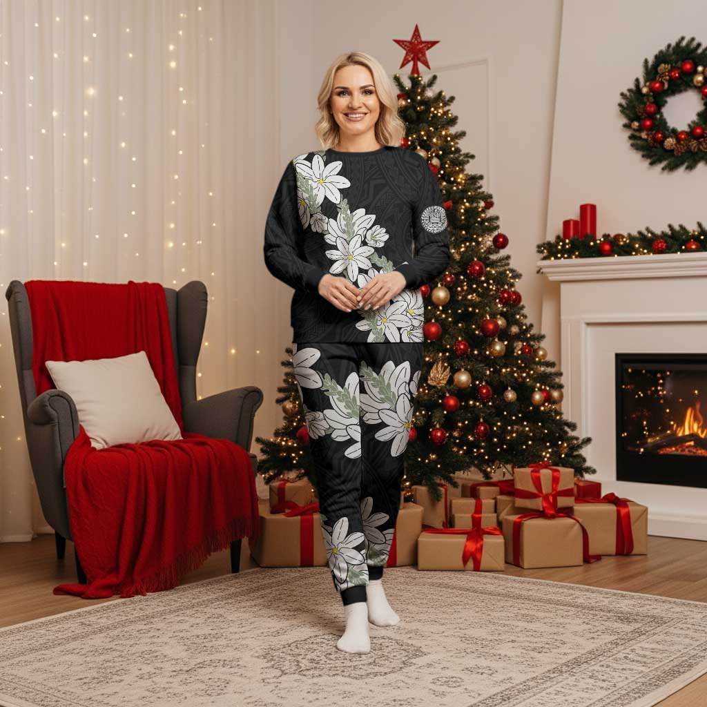 Ia Orana Tahiti Tiare Christmas Pajama Set Black Lei - Polynesian Pride