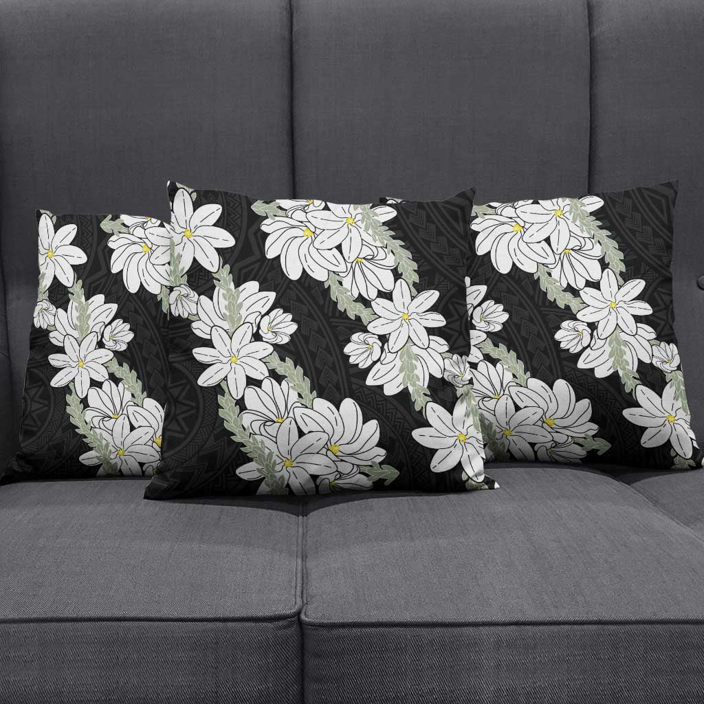 Ia Orana Tahiti Tiare Pillow Cover Black Lei - Polynesian Pride
