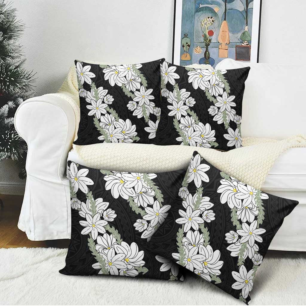 Ia Orana Tahiti Tiare Pillow Cover Black Lei - Polynesian Pride