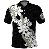 Ia Orana Tahiti Tiare Polo Shirt Black Lei - Polynesian Pride