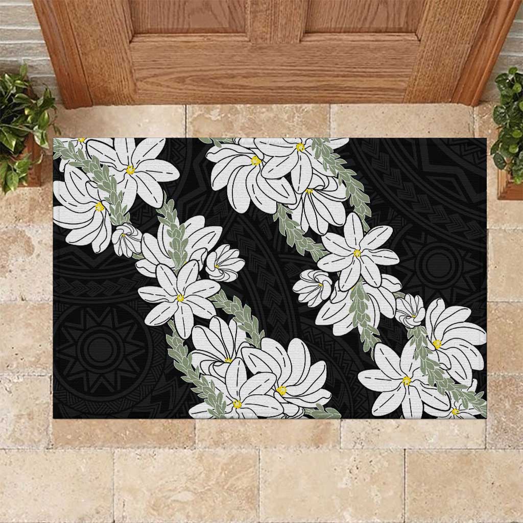 Ia Orana Tahiti Tiare Rubber Doormat Black Lei LT7 Black - Polynesian Pride