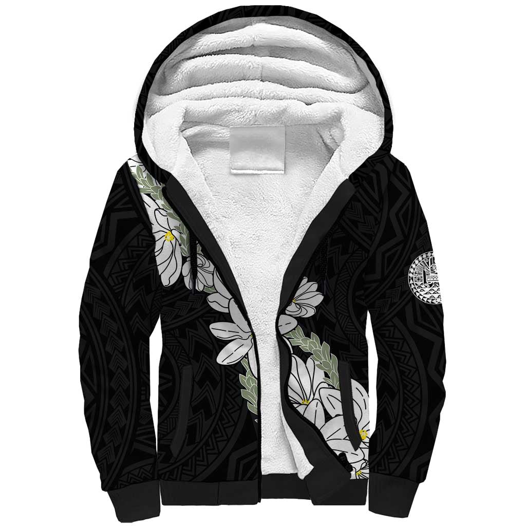Ia Orana Tahiti Tiare Sherpa Hoodie Black Lei LT7 Unisex Black - Polynesian Pride