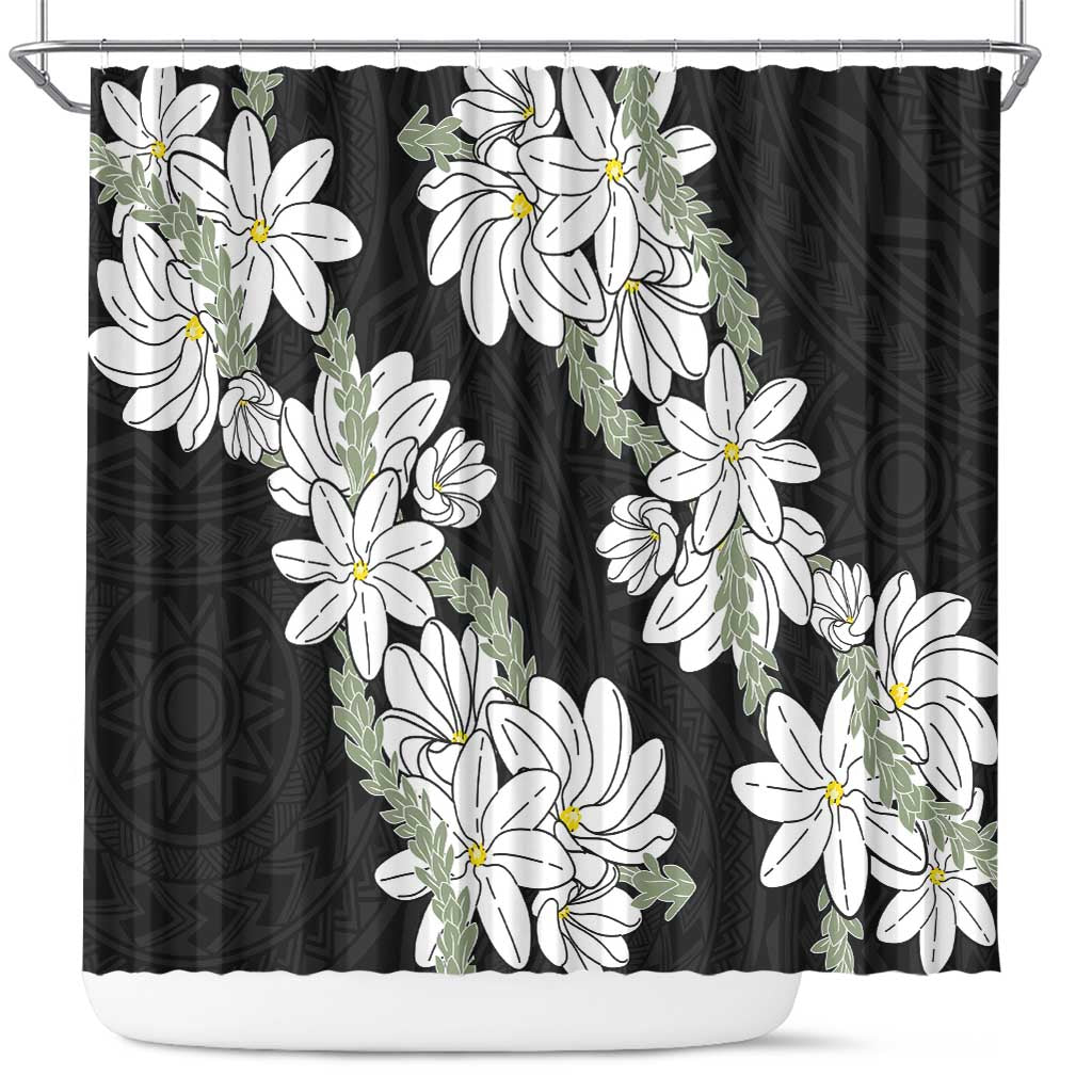 Ia Orana Tahiti Tiare Shower Curtain Black Lei LT7 Black - Polynesian Pride