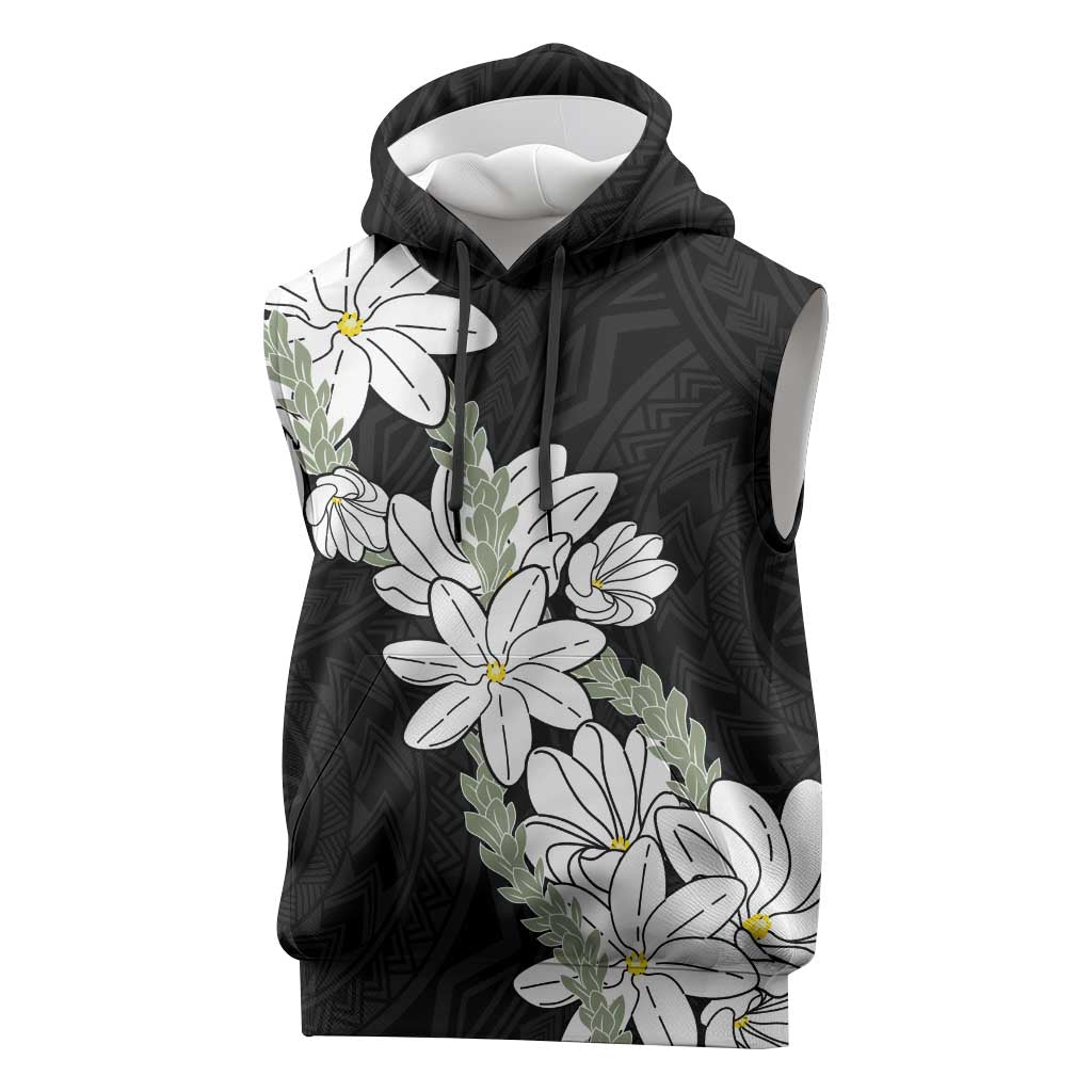 Ia Orana Tahiti Tiare Sleeveless Hoodie Black Lei LT7 Black - Polynesian Pride