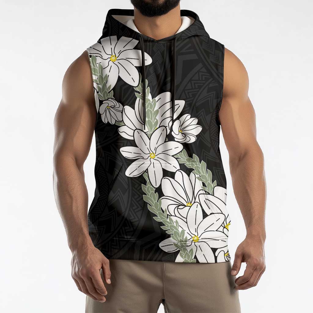 Ia Orana Tahiti Tiare Sleeveless Hoodie Black Lei - Polynesian Pride