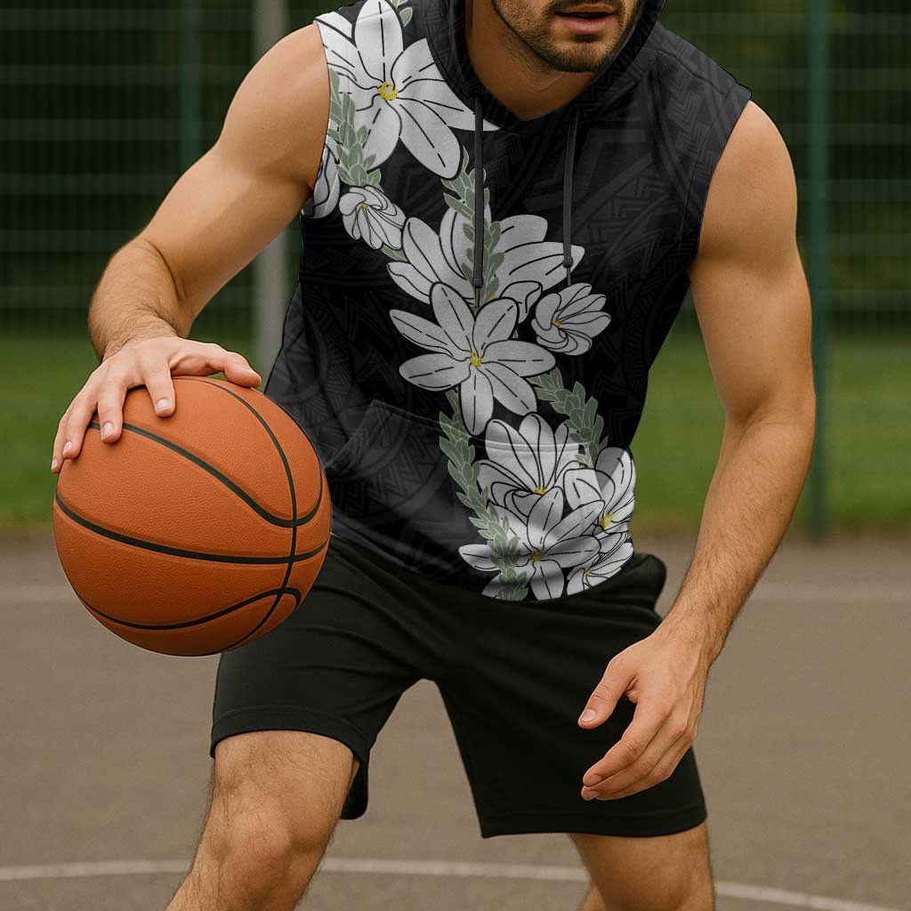 Ia Orana Tahiti Tiare Sleeveless Hoodie Black Lei - Polynesian Pride
