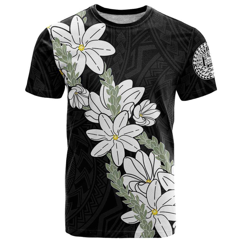 Ia Orana Tahiti Tiare T Shirt Black Lei - Polynesian Pride