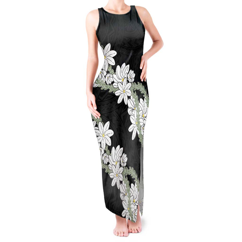 Ia Orana Tahiti Tiare Tank Maxi Dress Black Lei - Polynesian Pride