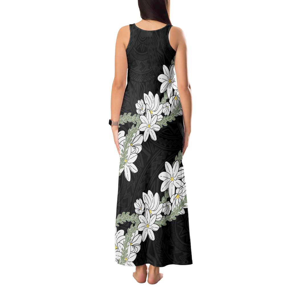 Ia Orana Tahiti Tiare Tank Maxi Dress Black Lei - Polynesian Pride