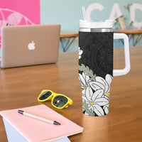 Ia Orana Tahiti Tiare Tumbler With Handle Black Lei - Polynesian Pride