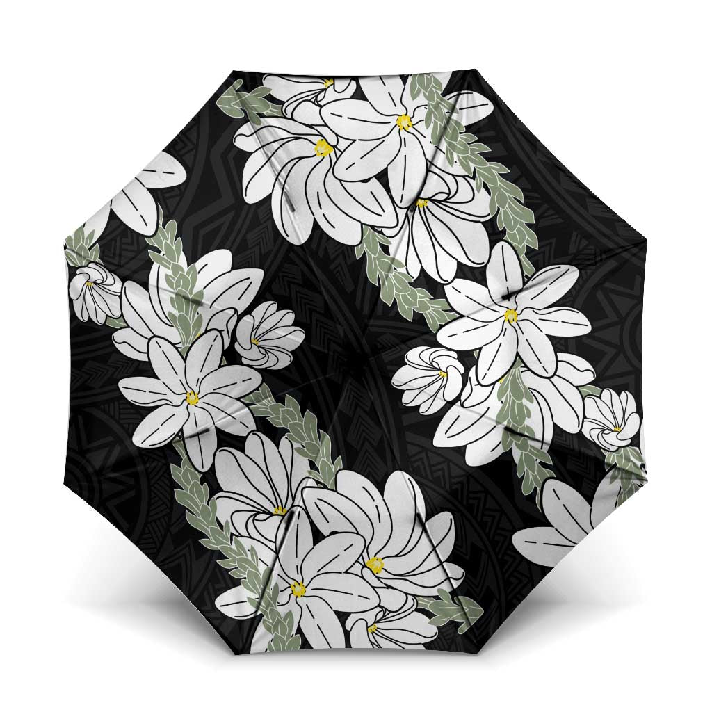 Ia Orana Tahiti Tiare Umbrella Black Lei LT7 One Size Folded 11.42 inch Opened Diameter 37.4 inch Black - Polynesian Pride