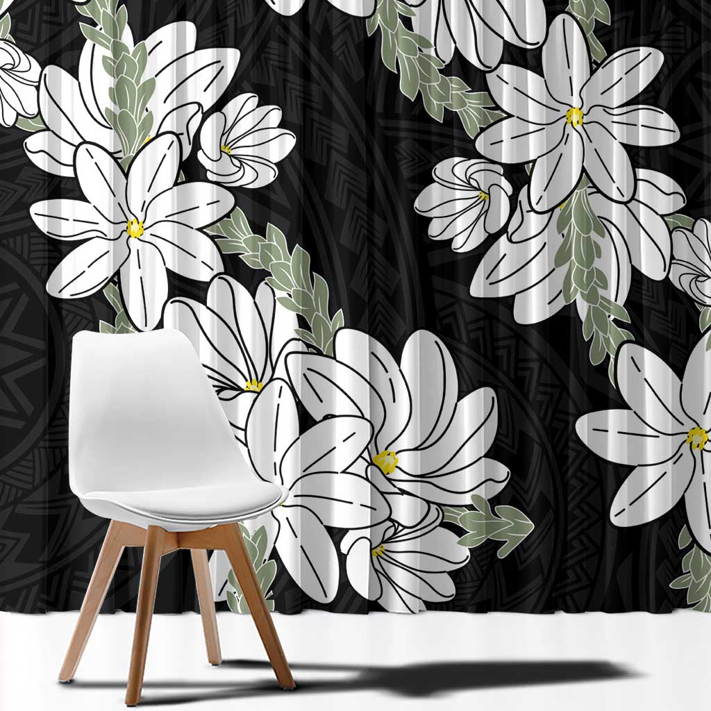 Ia Orana Tahiti Tiare Window Curtain Black Lei - Polynesian Pride