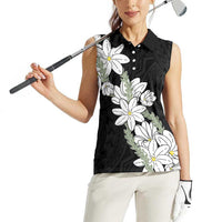 Ia Orana Tahiti Tiare Women Sleeveless Polo Shirt Black Lei - Polynesian Pride