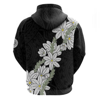 Ia Orana Tahiti Tiare Zip Hoodie Black Lei - Polynesian Pride
