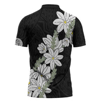 Ia Orana Tahiti Tiare Zipper Polo Shirt Black Lei - Polynesian Pride