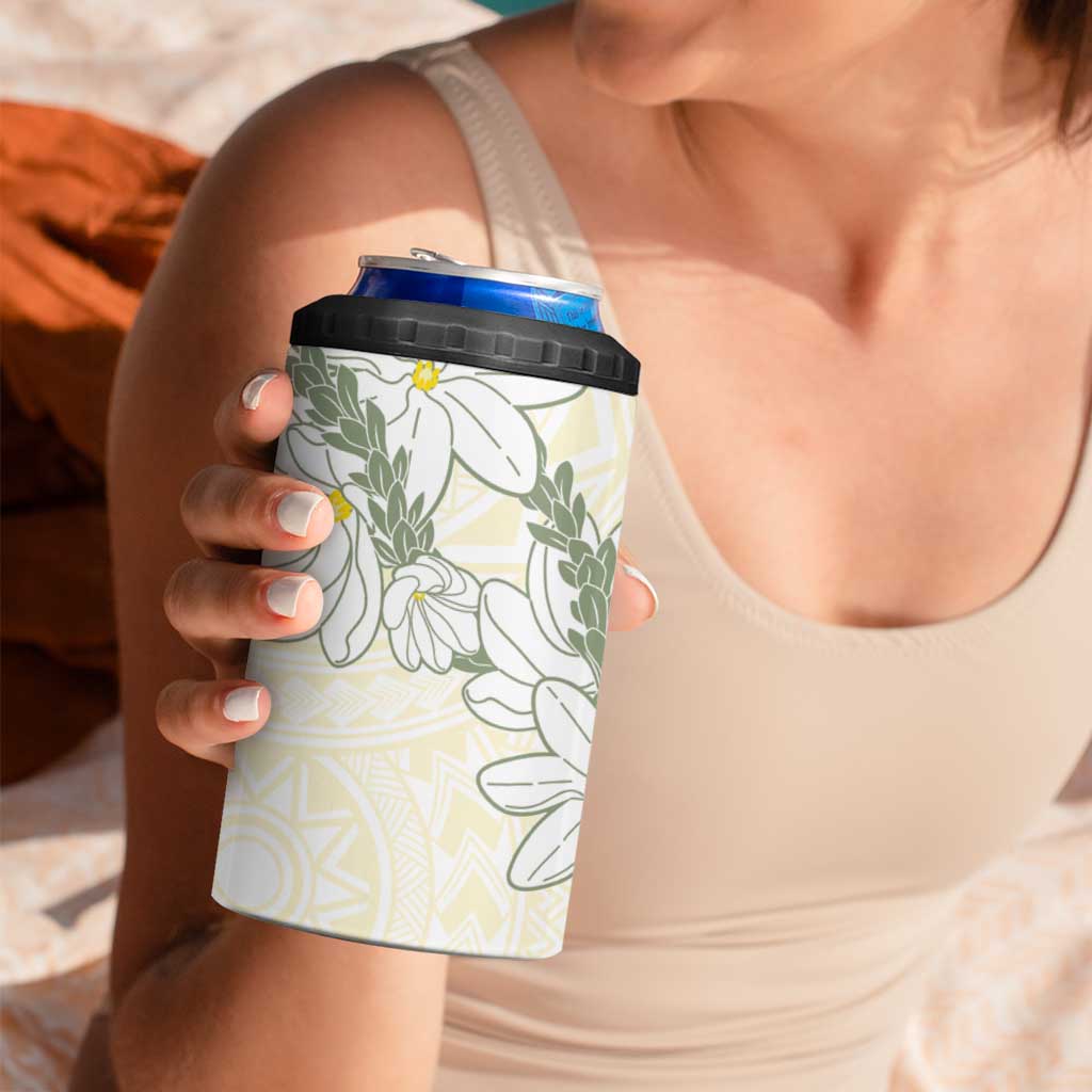 Ia Orana Tahiti Tiare 4 in 1 Can Cooler Tumbler Lemon Yellow Lei - Polynesian Pride