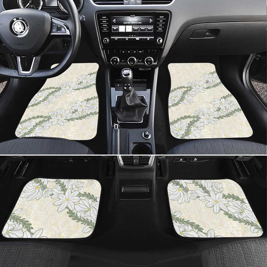 Ia Orana Tahiti Tiare Car Mats Lemon Yellow Lei LT7 Set 4pcs Lemon - Polynesian Pride