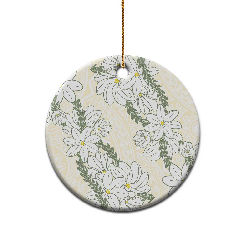 Ia Orana Tahiti Tiare Ceramic Ornament Lemon Yellow Lei - Polynesian Pride