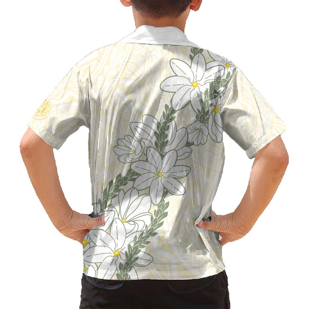 Ia Orana Tahiti Tiare Family Matching Long Sleeve Bodycon Dress and Hawaiian Shirt Lemon Yellow Lei - Polynesian Pride