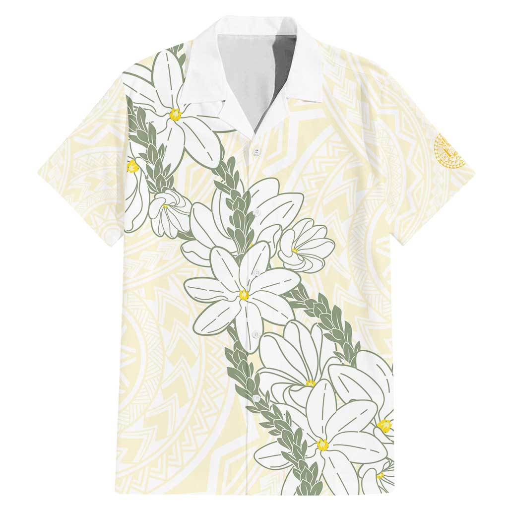 Ia Orana Tahiti Tiare Family Matching Mermaid Dress and Hawaiian Shirt Lemon Yellow Lei - Polynesian Pride