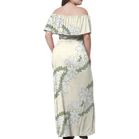 Ia Orana Tahiti Tiare Family Matching Off Shoulder Maxi Dress and Hawaiian Shirt Lemon Yellow Lei - Polynesian Pride