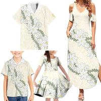 Ia Orana Tahiti Tiare Family Matching Summer Maxi Dress and Hawaiian Shirt Lemon Yellow Lei - Polynesian Pride