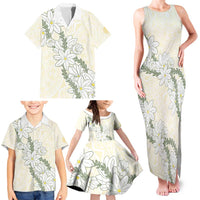 Ia Orana Tahiti Tiare Family Matching Tank Maxi Dress and Hawaiian Shirt Lemon Yellow Lei - Polynesian Pride