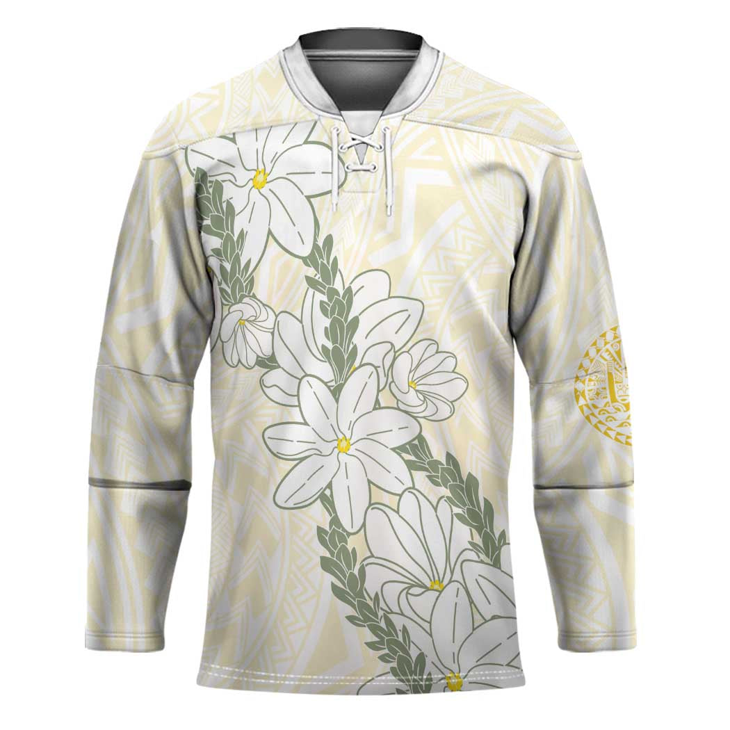 Ia Orana Tahiti Tiare Hockey Jersey Lemon Yellow Lei LT7 Unisex Lemon - Polynesian Pride