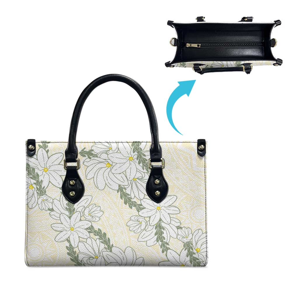 Ia Orana Tahiti Tiare Leather Bag Lemon Yellow Lei - Polynesian Pride