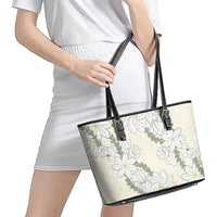 Ia Orana Tahiti Tiare Leather Tote Bag Lemon Yellow Lei - Polynesian Pride
