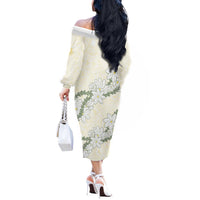 Ia Orana Tahiti Tiare Off The Shoulder Long Sleeve Dress Lemon Yellow Lei - Polynesian Pride