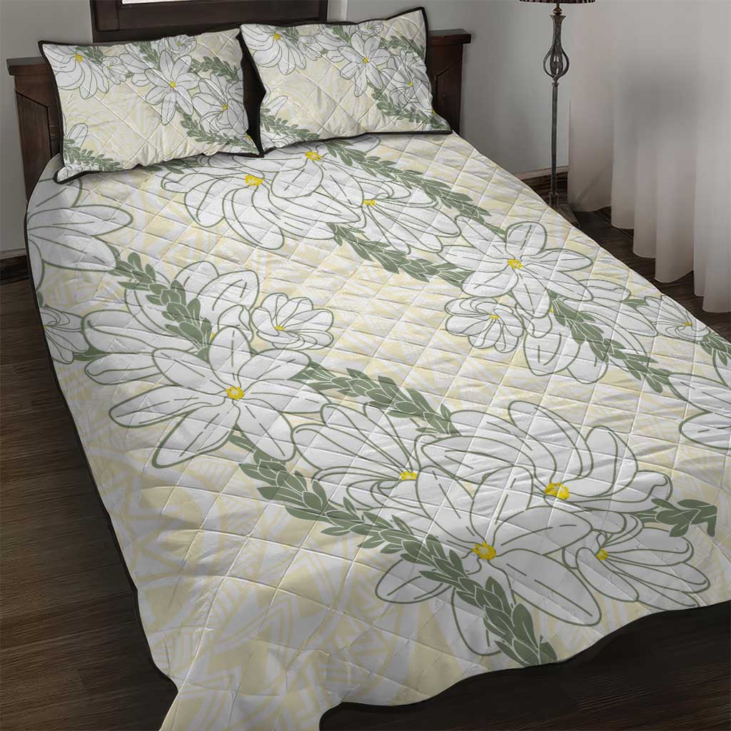 Ia Orana Tahiti Tiare Quilt Bed Set Lemon Yellow Lei LT7 Lemon - Polynesian Pride