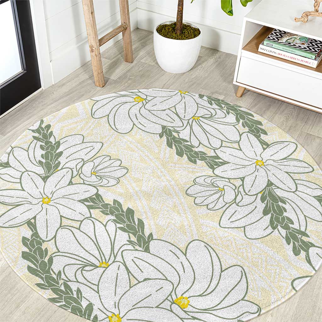Ia Orana Tahiti Tiare Round Carpet Lemon Yellow Lei LT7 Lemon - Polynesian Pride