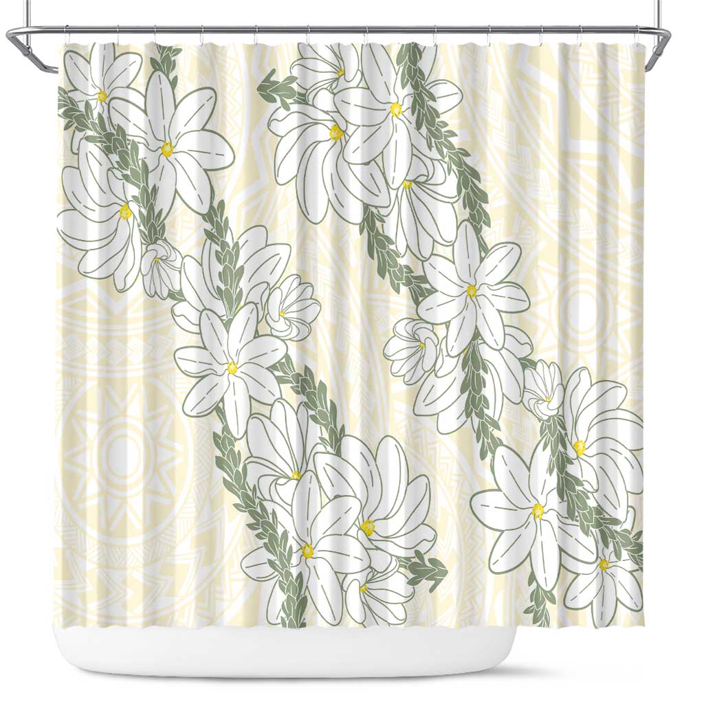 Ia Orana Tahiti Tiare Shower Curtain Lemon Yellow Lei LT7 Lemon - Polynesian Pride