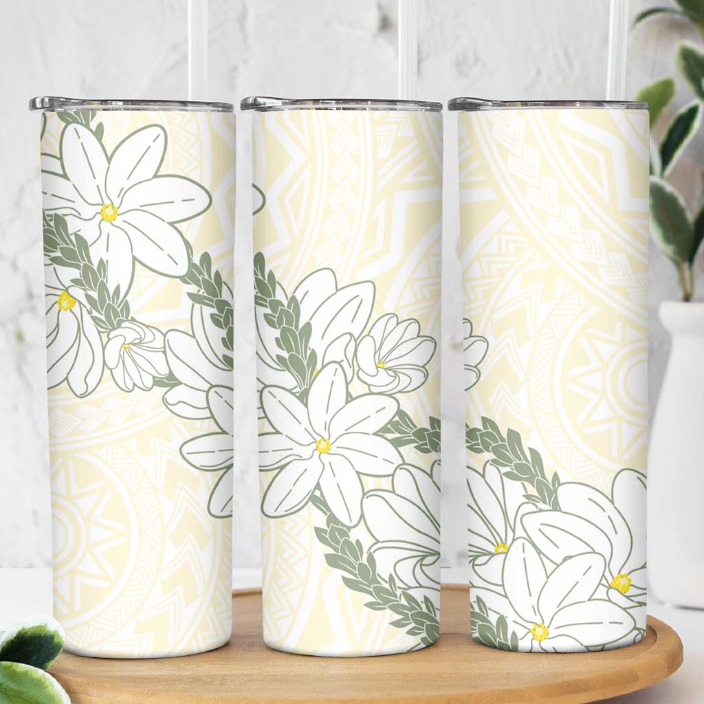 Ia Orana Tahiti Tiare Skinny Tumbler Lemon Yellow Lei - Polynesian Pride