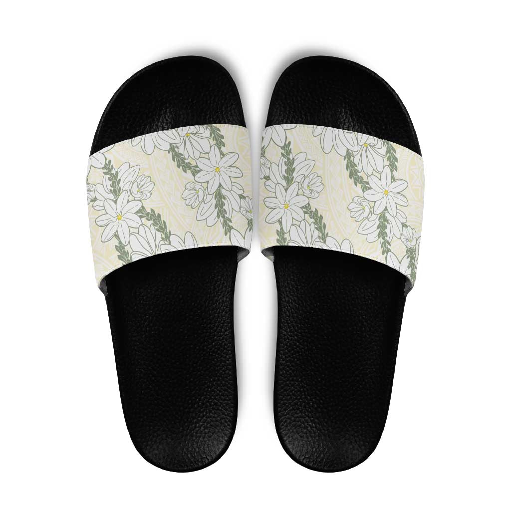 Ia Orana Tahiti Tiare Slide Sandals Lemon Yellow Lei LT7 Lemon - Polynesian Pride