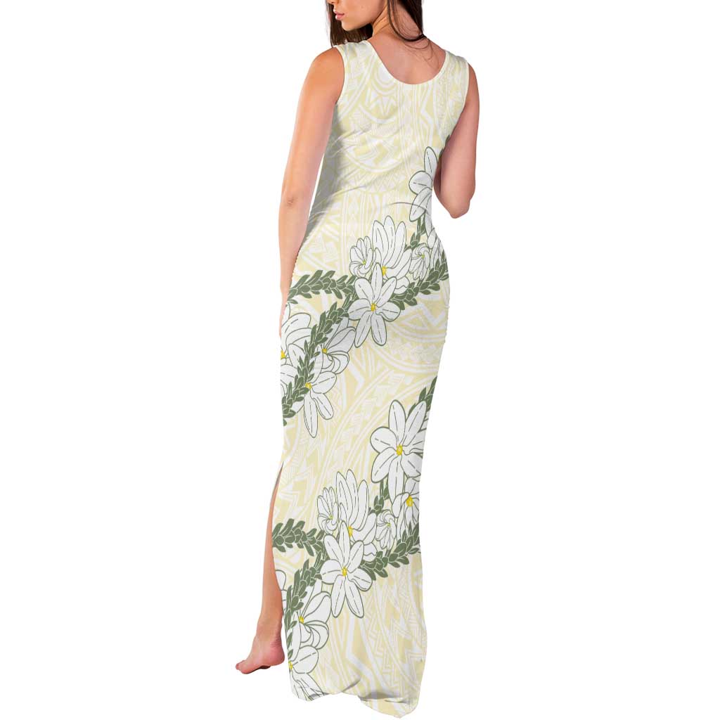 Ia Orana Tahiti Tiare Tank Maxi Dress Lemon Yellow Lei - Polynesian Pride
