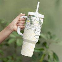 Ia Orana Tahiti Tiare Tumbler With Handle Lemon Yellow Lei - Polynesian Pride