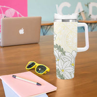 Ia Orana Tahiti Tiare Tumbler With Handle Lemon Yellow Lei - Polynesian Pride